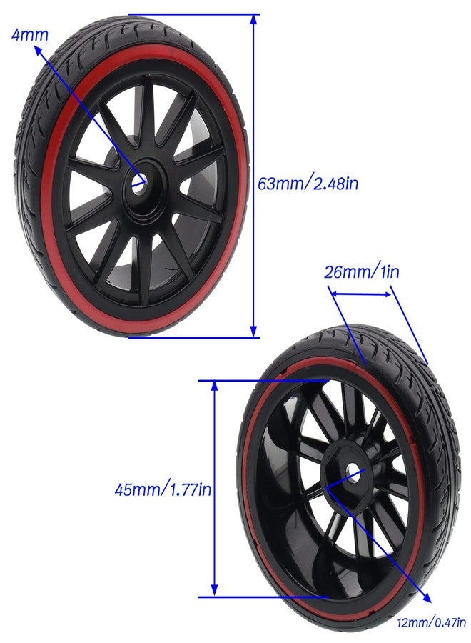 Treehobby مجموعة إطارات مطاطية مزدوجة الطبقات من Treehobby مقاس 63 مم × 26 مم، حواف عجلات سداسية 12 مم، متوافقة مع سيارات السباق السياحية على الطرق الوعرة من HSP Tamiya Kyosho بمقياس 1/10 (عبوة من 4 قطع) - Image 2